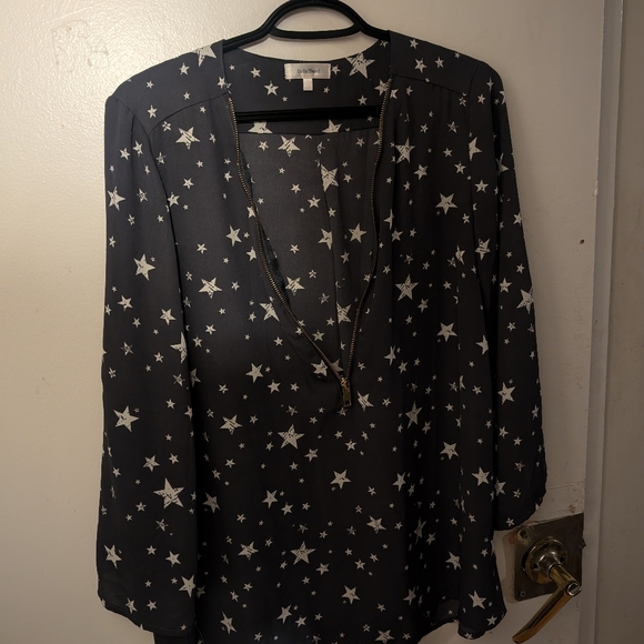 Stella Tweed Zippered Blouse Size L - Picture 2 of 3